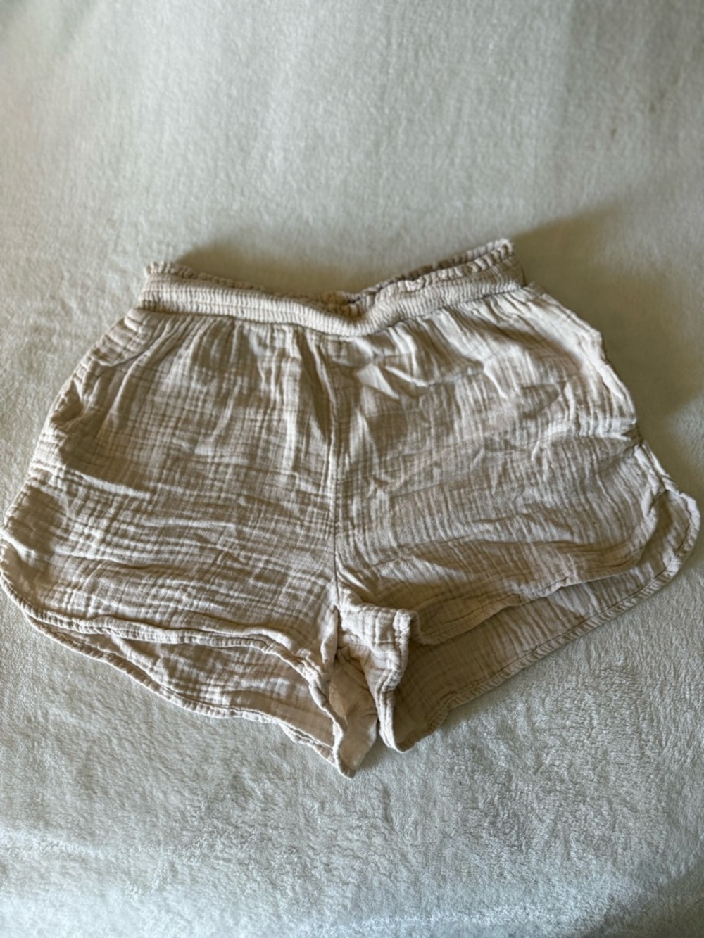 aerie Cream Lightweight Athletic Shorts